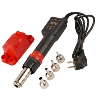 JCD Паяльный фен 750 Вт,цифровой дисплей, керамический нагреватель, 4 насадки