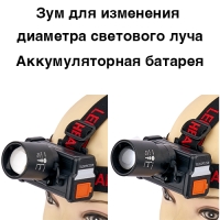 Фонарь налобный аккумуляторный с фокусировковой  светового потока JS-932