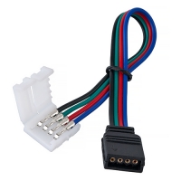 Коннектор для светодиодной ленты RGB (№8) 4 контакта, 10 мм, с кабелем, female
