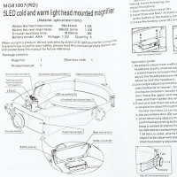 Очки-лупа  MG 81007(RD) налобная с креплением на голову с подсветкой , увеличение от 1.5 до 11  крат