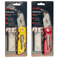 Нож складной с трапециевидным лезвием  строительный + 4 запаски