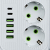Удлинитель на 3 розетки +4 порта USB +2 порт Type-C для зарядки мобильных устройств 2 метра цвет белый